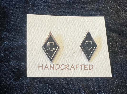 Los Carnales Stud Post Diamond C Earrings